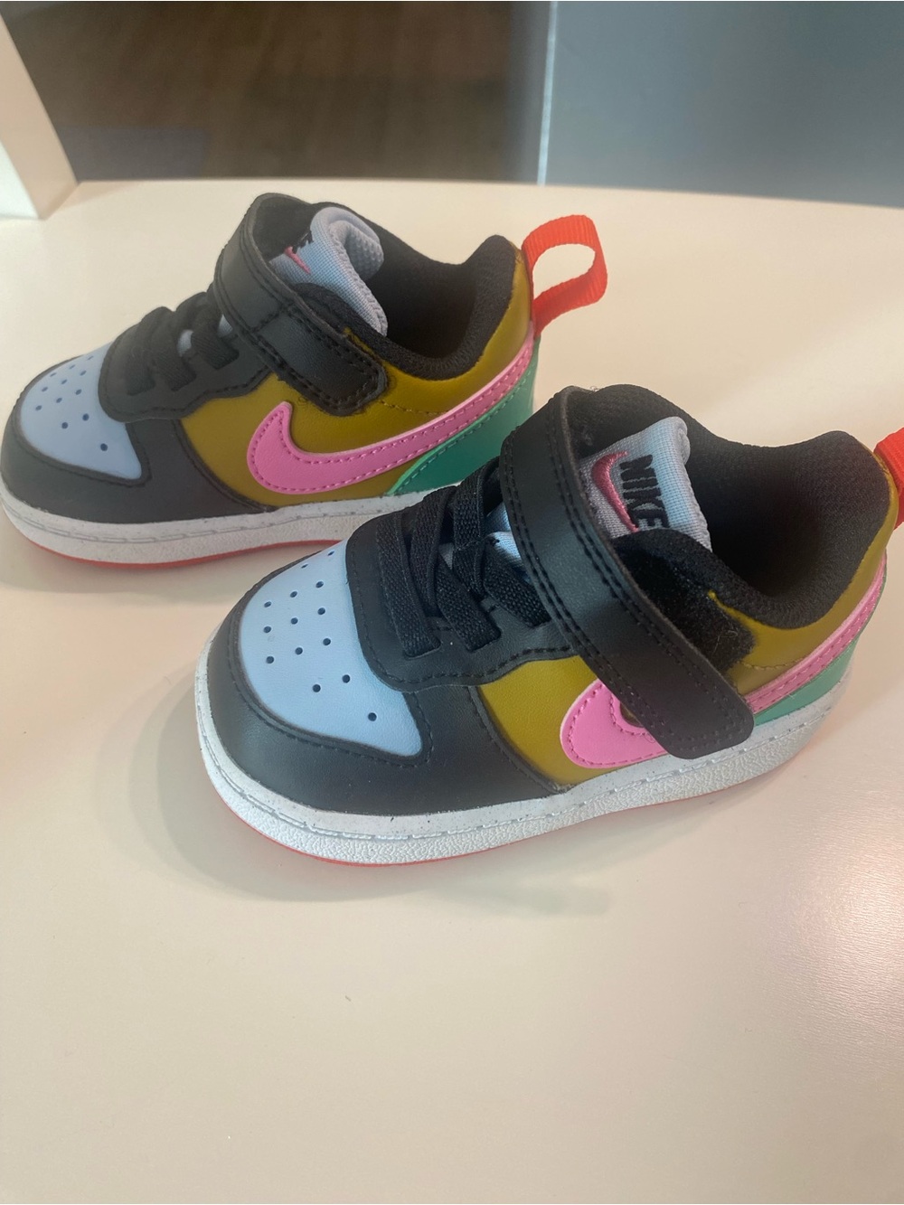 Nike Kids Low-Top Sneakers in Black, Pink, Green & Yellow